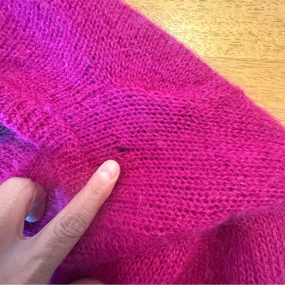 Vintage 80s sz small Mohair blend fuchsia hot pink Cardigan sweater knit no tag - Picture 9 of 9